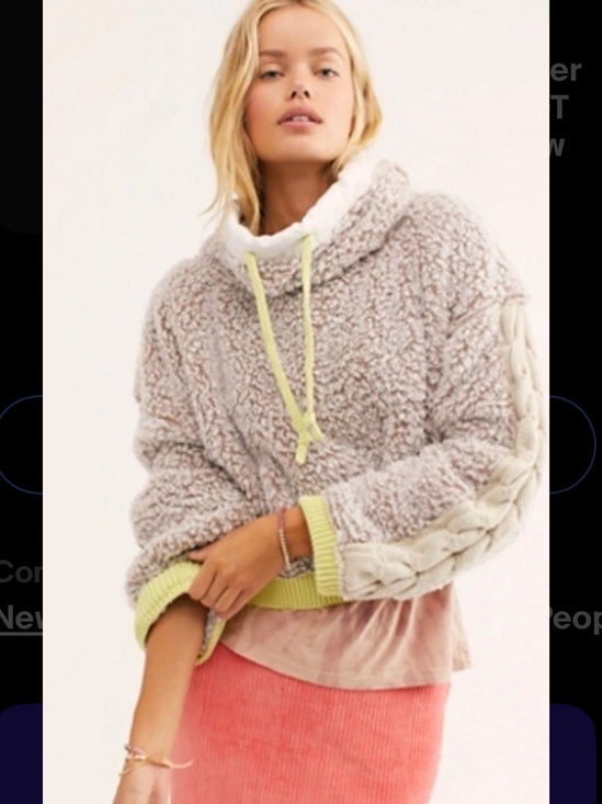 Free People Tops - Free People
Wild Heart
Sherpa Pullover Sweater NWOT Gray summer crop $128